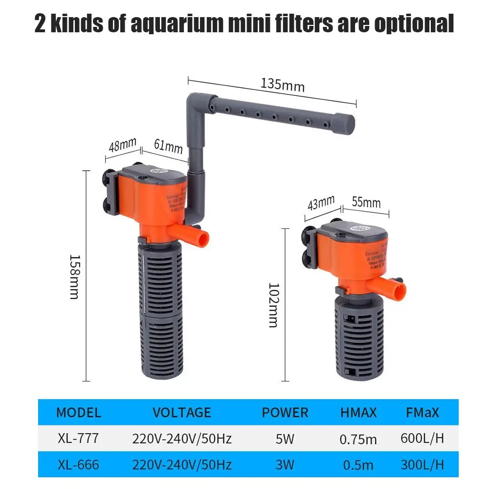 AC220-240V Fish Tank Filter 3-in-1 Aquarium Submersible Oxygen Air Pump Mini 3W/5W Water Pump for Small Aquarium Fish Tank Water Pump Aquarium Air Pump Fish Tank Oxygen Pump Aquarium Water Pump Fish Tank Pump