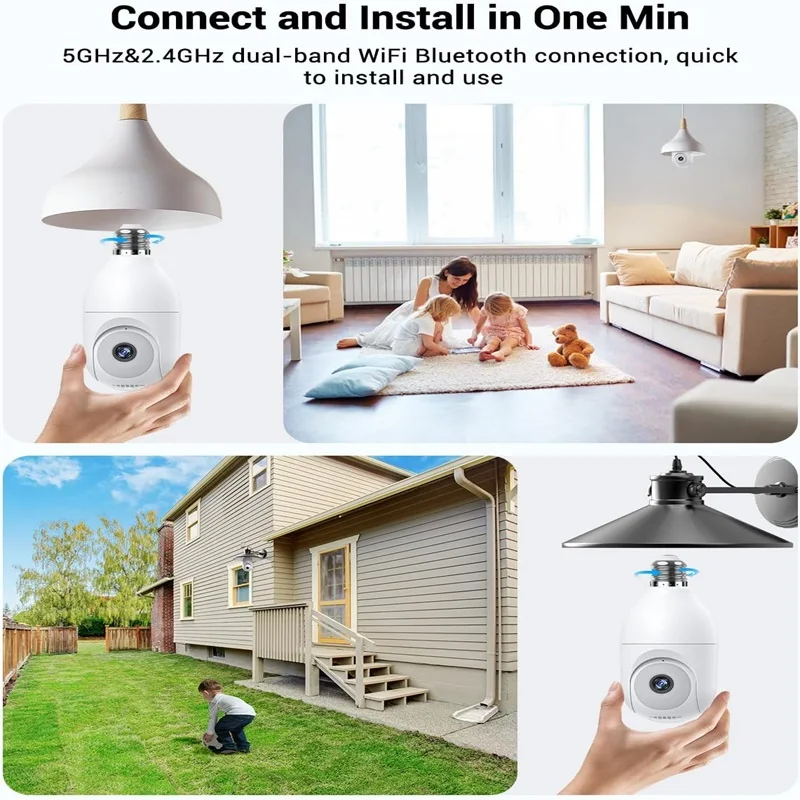 MISECU 2MP Light Bulb Wifi Cameras 2-Way Talk