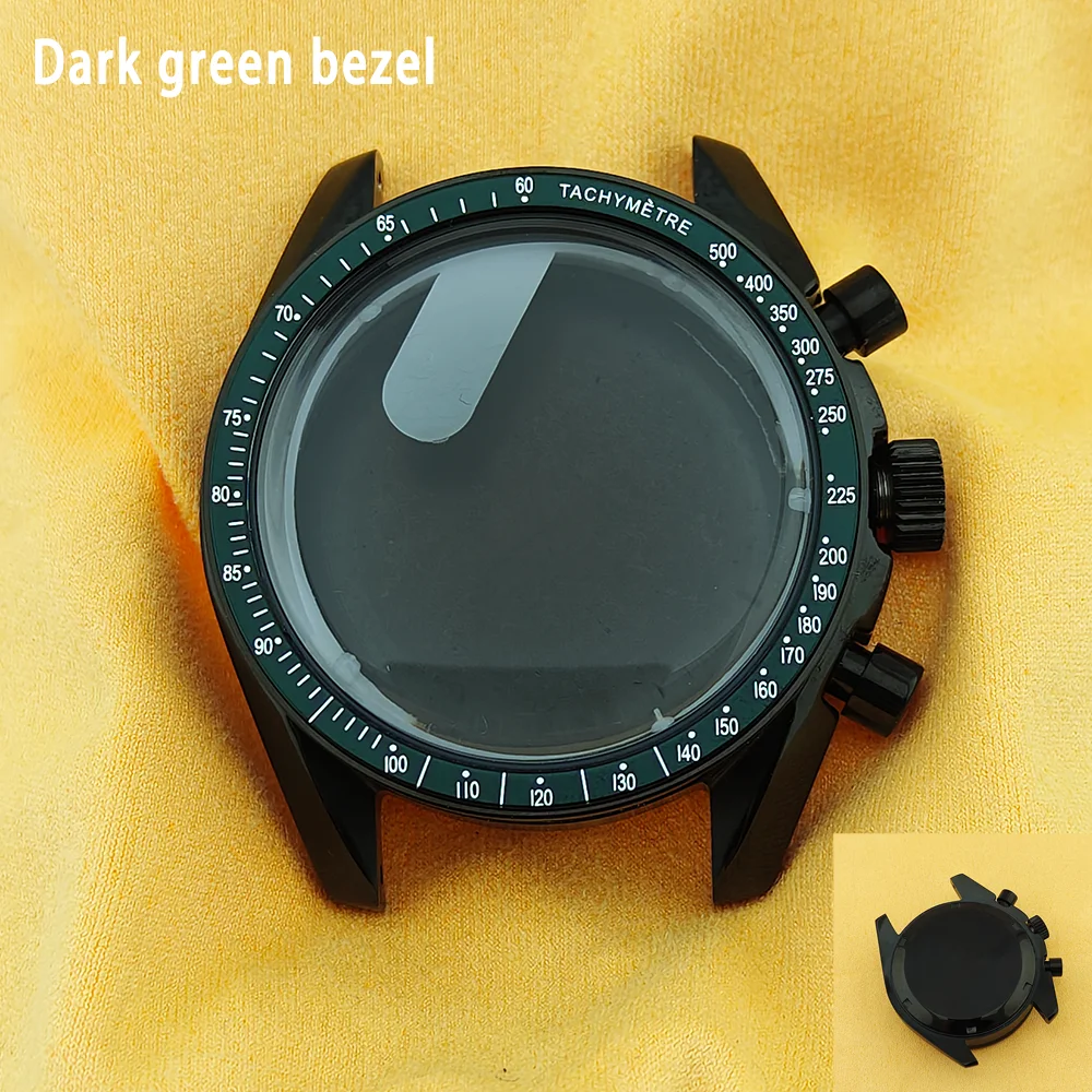 Moon Pattern Stainless Steel Chronograph Watch Case, 39.7mm