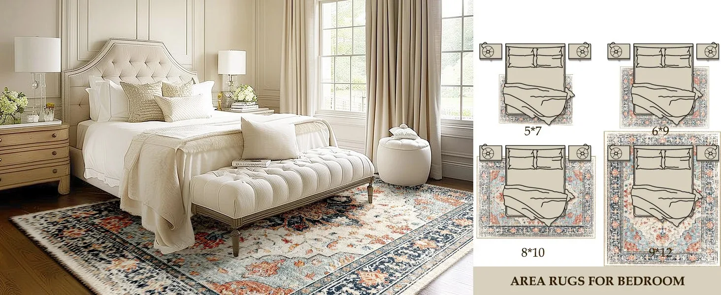 VIKAMA Flannel Boho Texture Living Room Cushion Desk Bedside Rug Indoor Carpet Door Mat Large Floor Mat Home Decor Easy Care