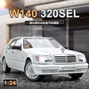 1:24 Mercedes-Benz W140 320SEL Classic Limousine Alloy Diecast Model Car Sound &light Decoration Gift For Friend Present C335 1