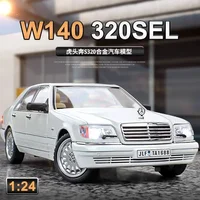 1:24 Mercedes-Benz W140 320SEL Classic Limousine Alloy Diecast Model Car Sound &light Decoration Gift For Friend Present C335 1