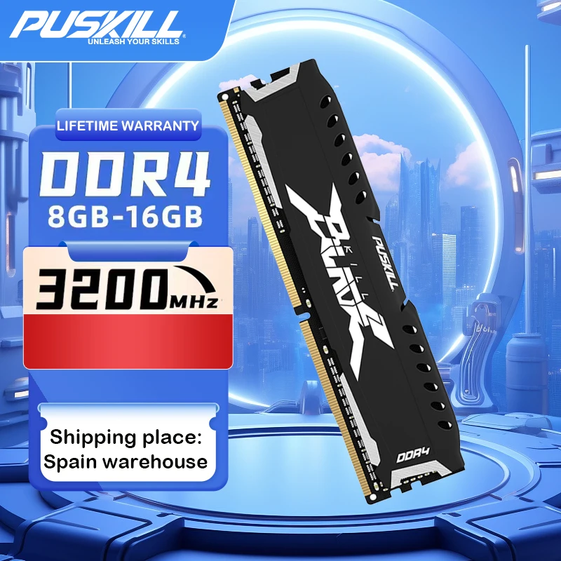PUSKILL DDR4 Desktop Memoria RAM 16 GB 8 GB 1,2 V 3200 MHz 288-Pin Computer UDIMM Kühlweste Speicher