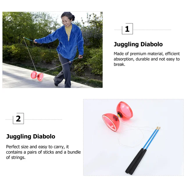 1 Set Chinese Yo-yo Juggling Crystal Diabolo Plaything with Diablo Sticks and String 4