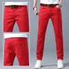 Classic Men's Regular Fit Pink Red Yellow Jeans Business Fashion Denim Advanced Stretch High Quality Cotton Trousers Male Pants 2