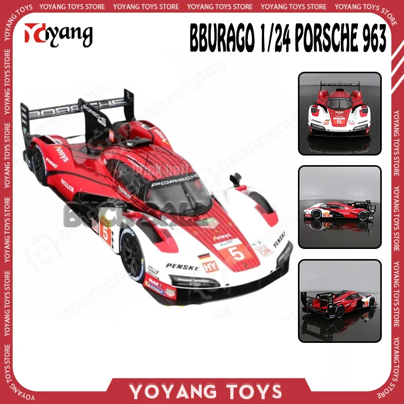 

Модель автомобиля Bburago Porsche 1/24, масштаб 963, модель #5, гоночный автомобиль Le Mans, ралли, чемпион, сплав, Роскошная Модель Porsche 963, спортивный автомобиль, игрушка в подарок