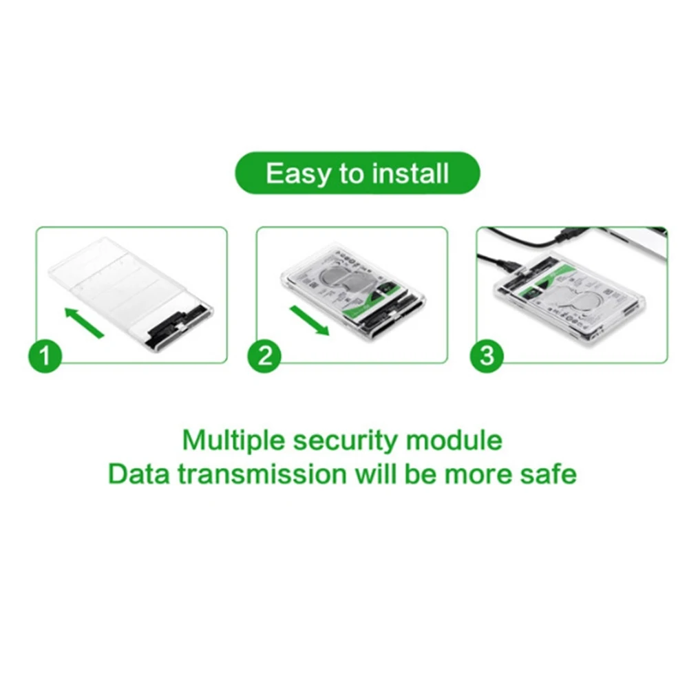 2.5inch External Hard Drive Enclosure SATA Serial Port Hard Disk Box USB 3.0 Transparent Plug and Play Computer Accessories