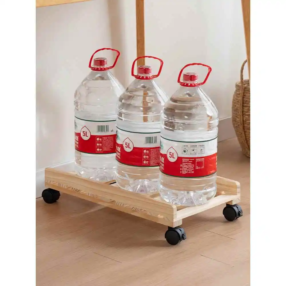 단단한 나무로 만든 데스크탑 컴퓨터 본체 스탠드 브레이크가 있는 간단한 스토리지 랙 모바일 냉각 베이스 플랫폼 홈 오거나이저