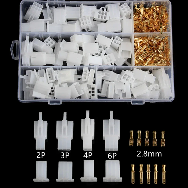 380/200PCS Car Motorcycle Boat Wire Connector Terminal  2 3 4 6 Pin Male Female Terminals Automotive 2.8 Plug Kit