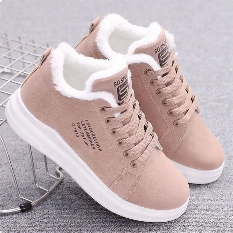 Winter Women's Boots Ankle Boots Warm PU Plush Winter Women's Shoes Sneakers Flat Women's Shoes Women's Short Snow Boots