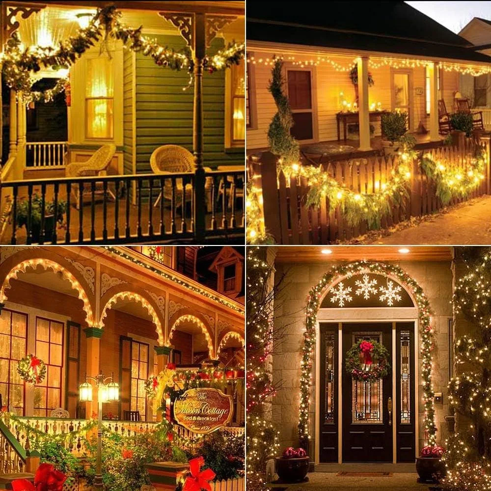 Solar Silver Wire Light String Halloween Christmas Weddings Parties Outdoor Waterproof Eaves Decorations Fairy String Lights