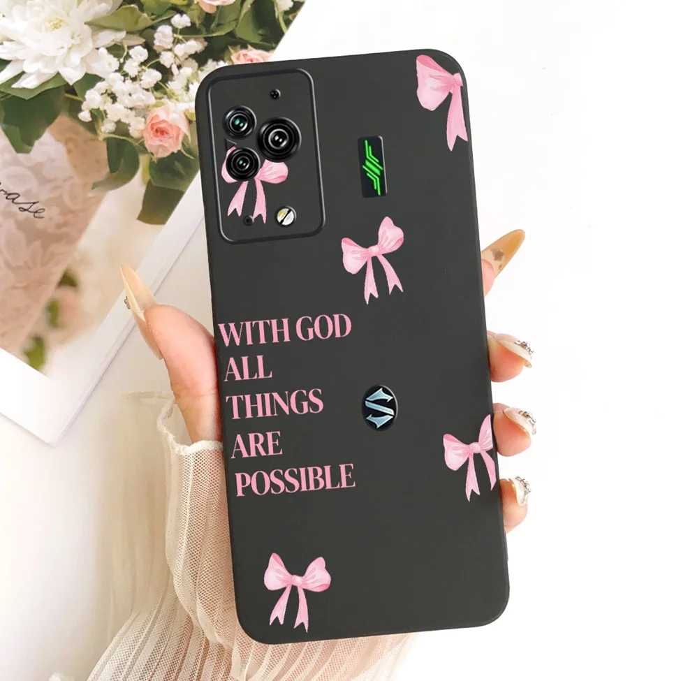 Cute Cat & Butterfly Design Silicone Case - Black Shark 5 Pro