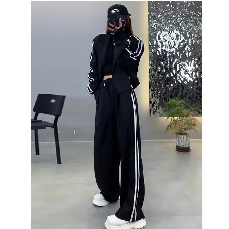 Two Piece Korean Fashion Women Wide Leg Pant Sets Autumn Winter New Thicken Long Sleeve Jackets Tracksuit Harajuku Sports Suit women s shiny down jackets hooded parkas winter wear new year s fashion warm fur jackets waterproof sports stylish products