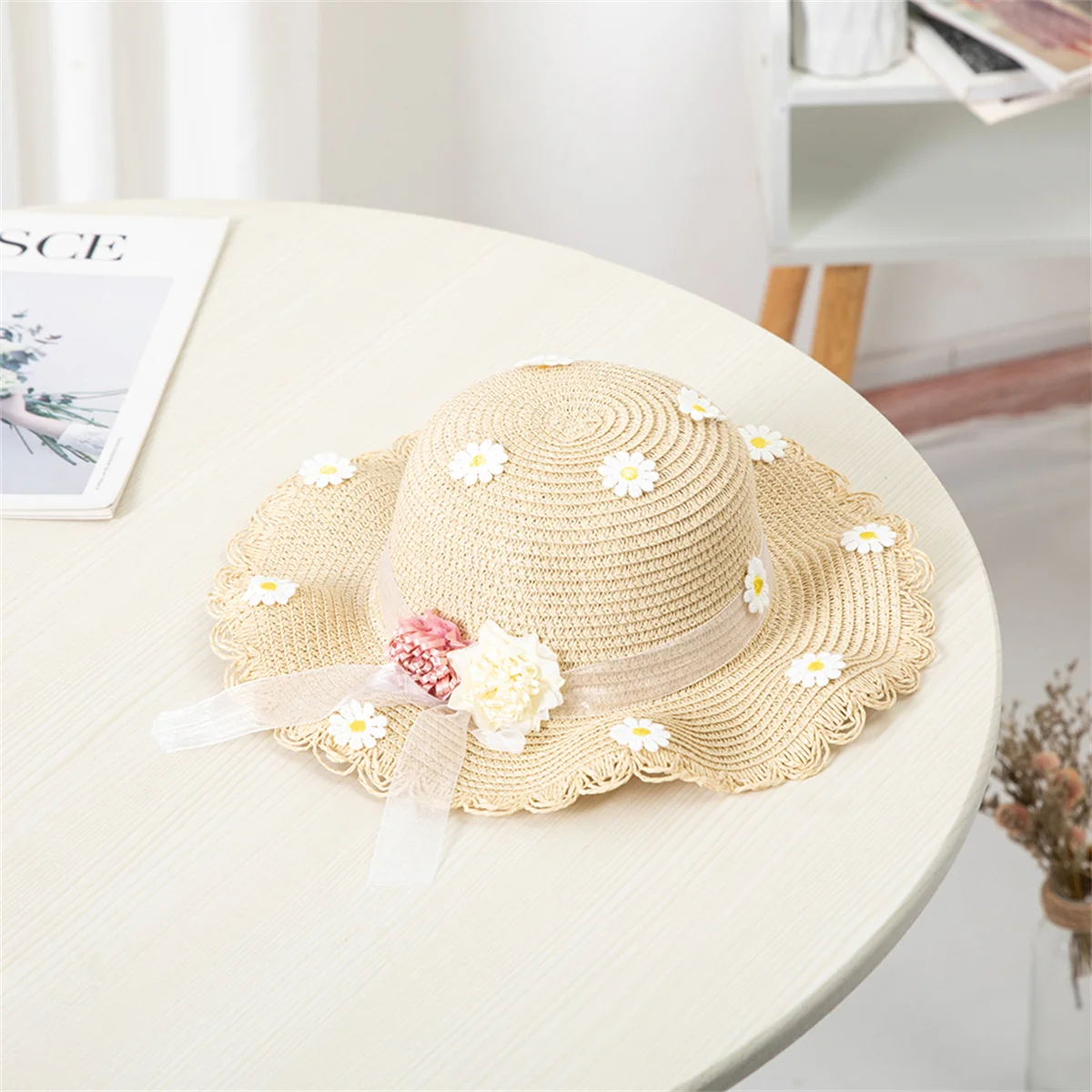 Kids Sun Hat Girls Summer Straw Bag Cap Set for Baby Travel Sun Protection baby sun hat outdoor sun hat