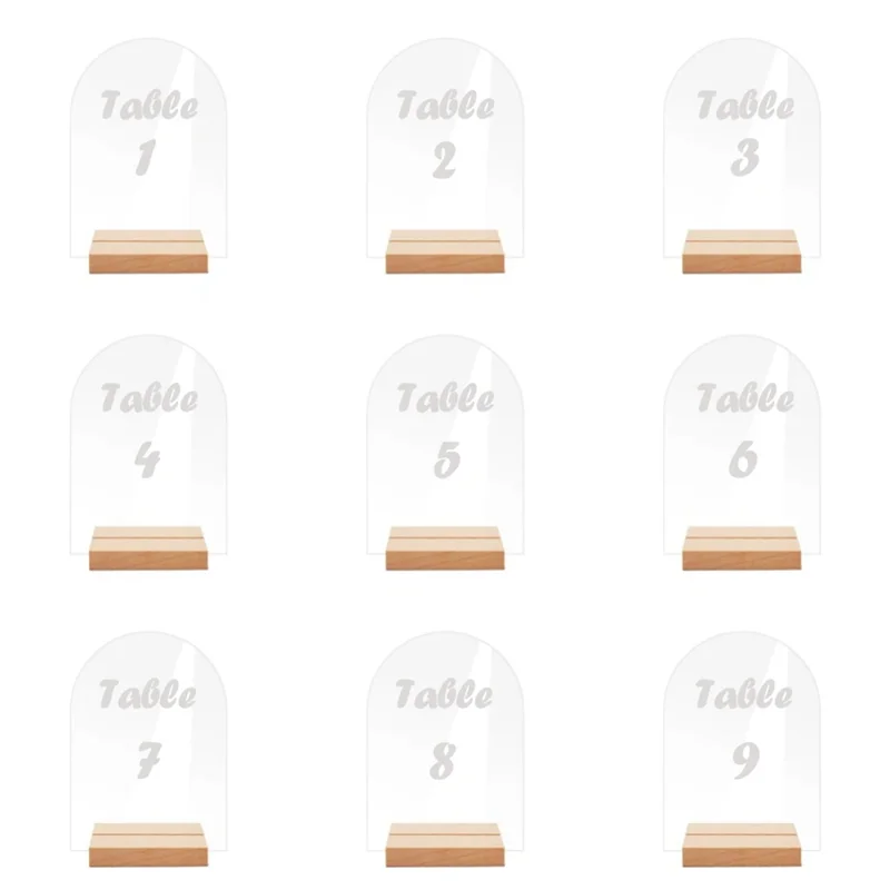 Hot Selling-12PCS DIY Blank Acrylic Table Sign Clear Sign With Stand Transparent Arch Table Numbers Card Wedding Decoratio