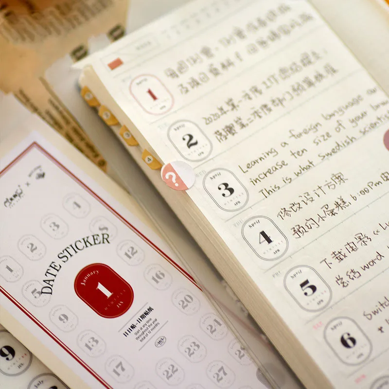 Colorful 2024 Year Planner Daily Date Label Stickers - 12 Sheets