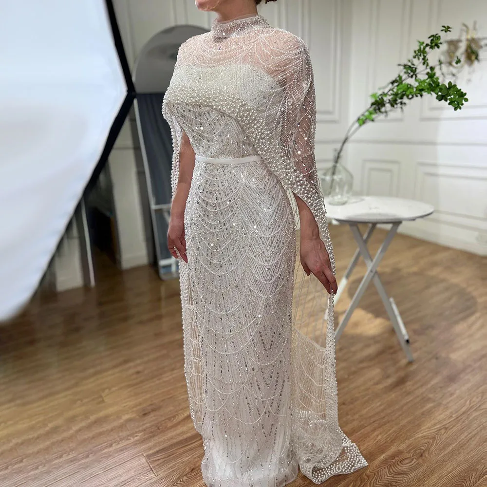 S8acf4b4033024e73ab03e3d6f8944729N Arabic Nude Mermaid Long Cape Sleeves Luxury Evening Dresses Gowns For Women Wedding Party Mallzona