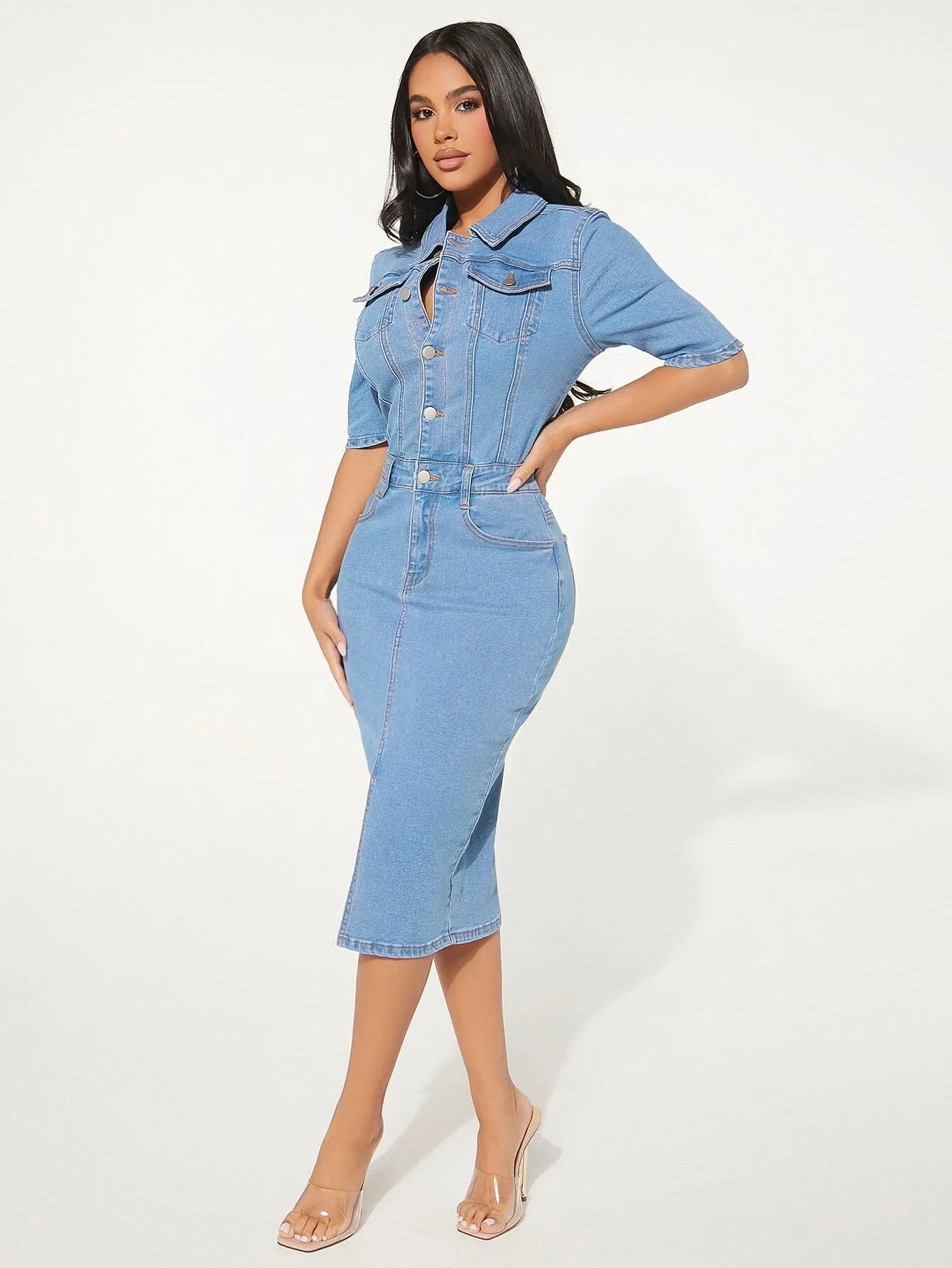 chinese dress ladies In Production）Girls Summer Denim Sleeveless Dress main image 0