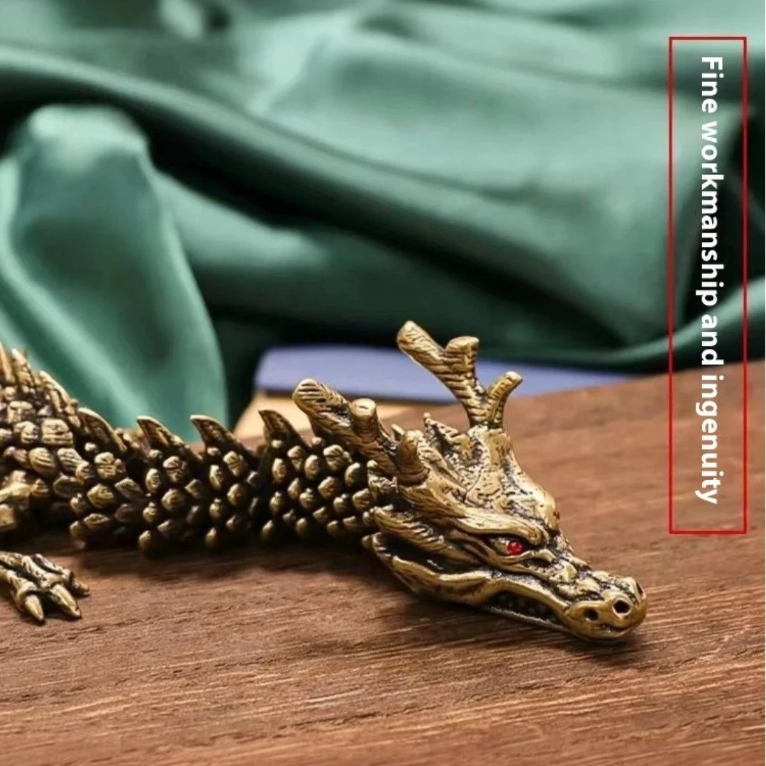Bewegliche Gelenke Antik-Messing Glücksdrache Desktop Büro Ornament Handwerk Heimdekoration Geschenke 3D Drachen-Statue Dekoration – Detail 13
