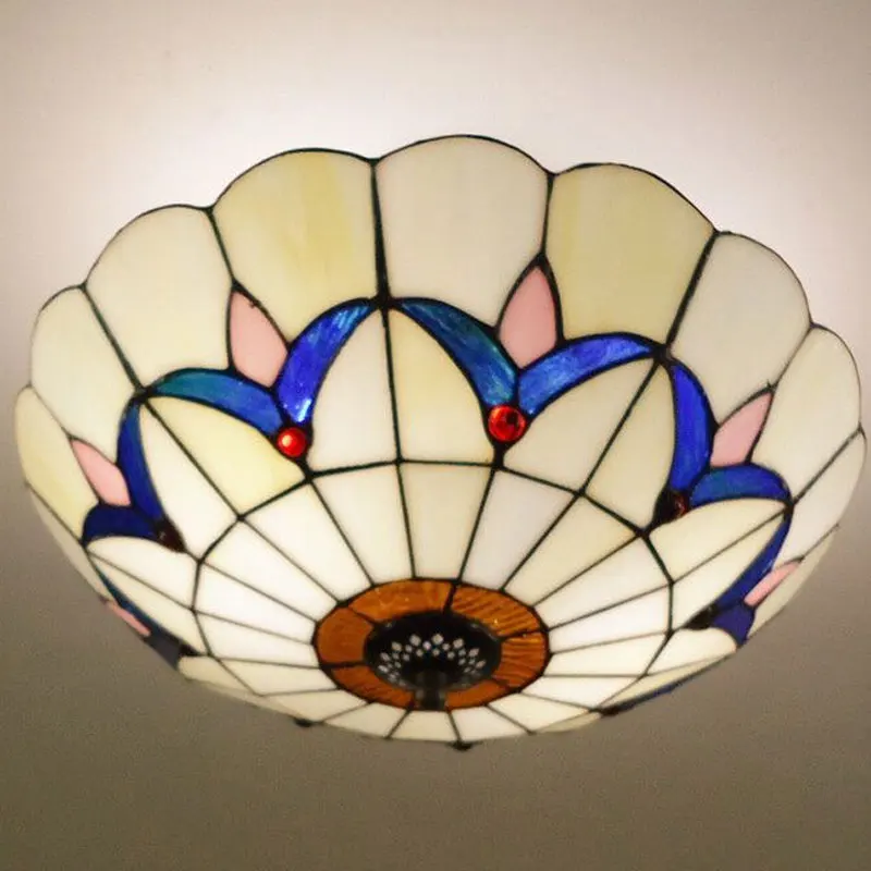 

European Tiffany Ceiling Light Creative and Minimalist LED Lamp Bedroom Living Room Restaurant Lamps Hotel Cafe Lighting Fixture