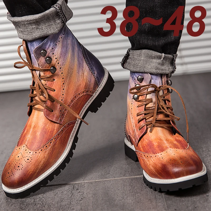 

Luxury Mens Designer Ankle Chelsea Business Party Boots Footwear Leather Casual Office Shoes For Men Fashion Winter Autumn 38~48