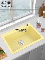 อ่างล้างจานครัวสีเหลืองอ่อน ทำจากหินควอตซ์ แบบช่องเดียว หนาพิเศษ สำหรับเครื่องล้างจาน ขนาดและจำนวนตามที่ระบุ 5