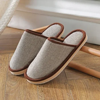 Handwoven Hemp Cotton Slippers For Indoor Use Domestic Couples Shoes Wooden Floor Men Women's Fabric Slippers Summer Eva Outsole