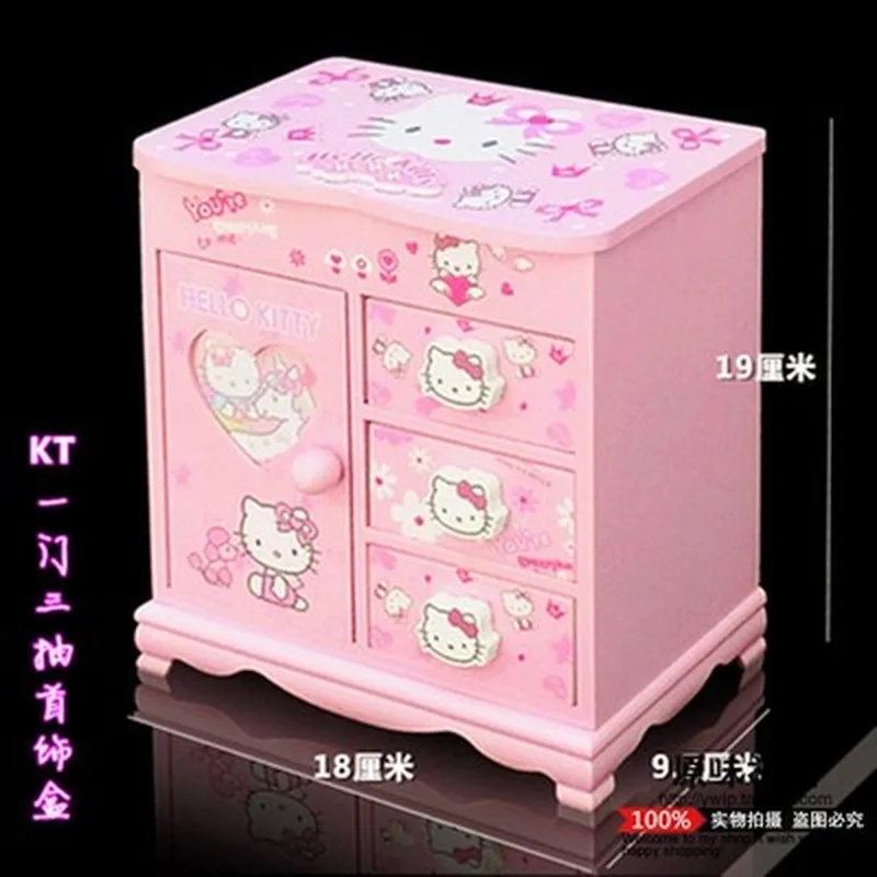 Kawaii Sanrio Hello Kitty Cartoon Pink Jewelry Storage Box