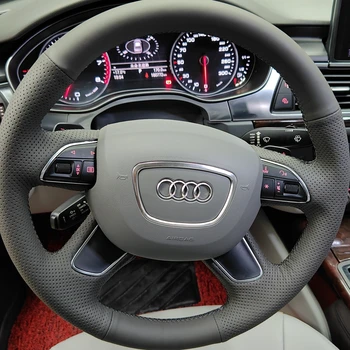 Coprivolante per auto per Audi A3 A4 B8 2013-2018 A6 C6 2005-2018 Q3 2012-2018 Q5 Q7 2013 Accessori auto in pelle microfibra