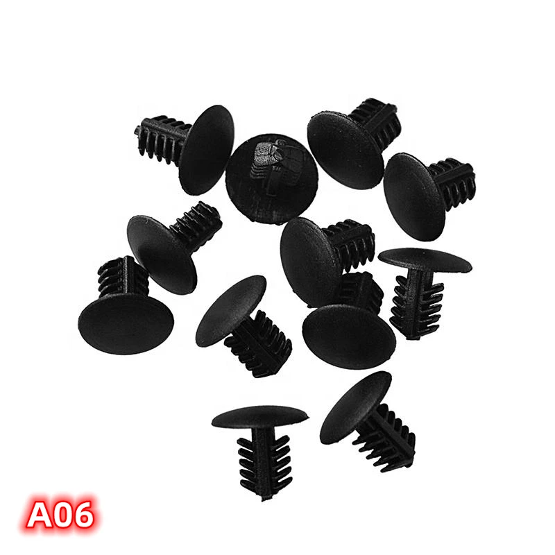 

XIEAILI 100Pcs Car Retainer Clips Plastic Fasteners Black Rivet Screw Auto Bumper Fender Clips A06