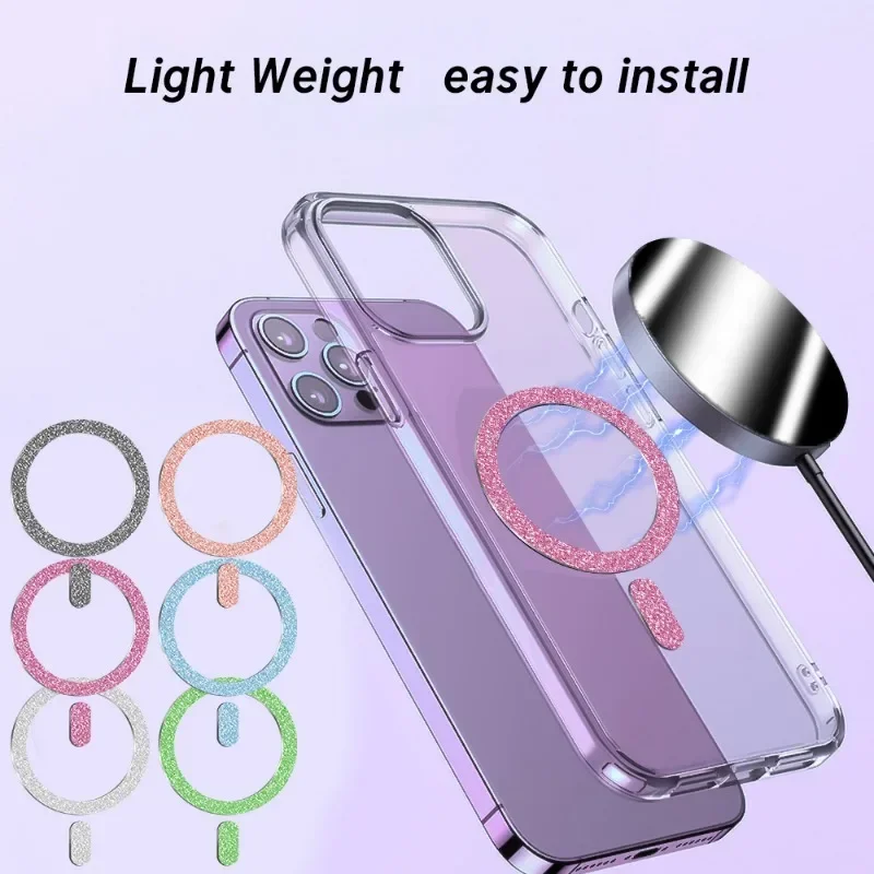 Magnetic Circle Strong Wireless Charging Magnet Sticker Ring for MagSafe Plate Sheet Universal Car Holder for IPhone15 Pro Max