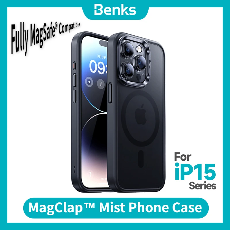 Benks MagClap™Защитный матовый чехол для iPhone 15 Pro Max, с защитой от отпечатков пальцев®Совместимость