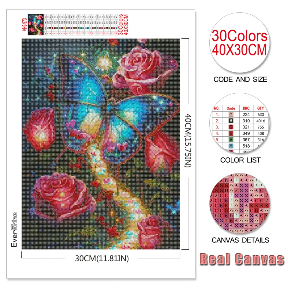 Diamond Painting Diamond Painting Accessories Evershine Diamond Embroidery Butterfly Animal Diamond Painting Light Full Square Round Mosaic DIY Art Handmade Hobby