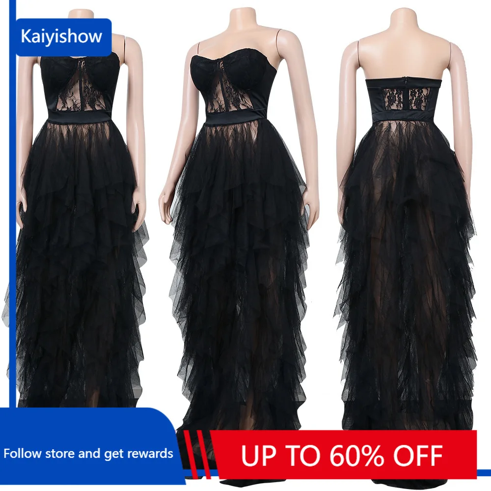 2023 Novelty Chic Design Dress Solid Embroidery Ruffles Slash Neck Strapless Sexy Celebrity Party Maxi Dress Vestidos