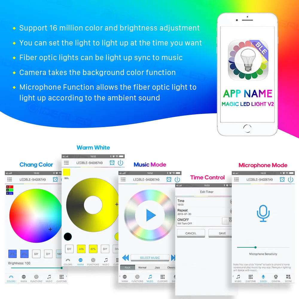 Description Picture 3 of item16W RGBW Double Head RGBW Twinkle Fiber Optic Ceiling Lights Star Engine with APP/Touch RF Bluetooth Music Control