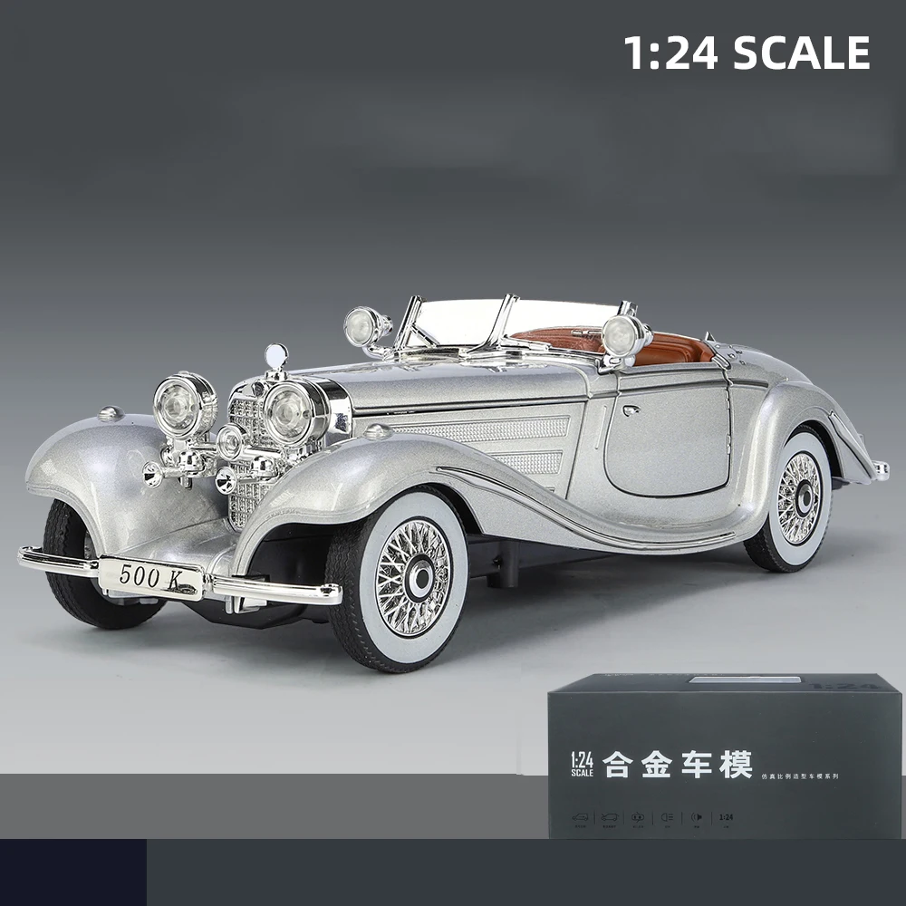 メルセデスベンツ500K,ダイキャスト,合金モデル,クラシックカーの