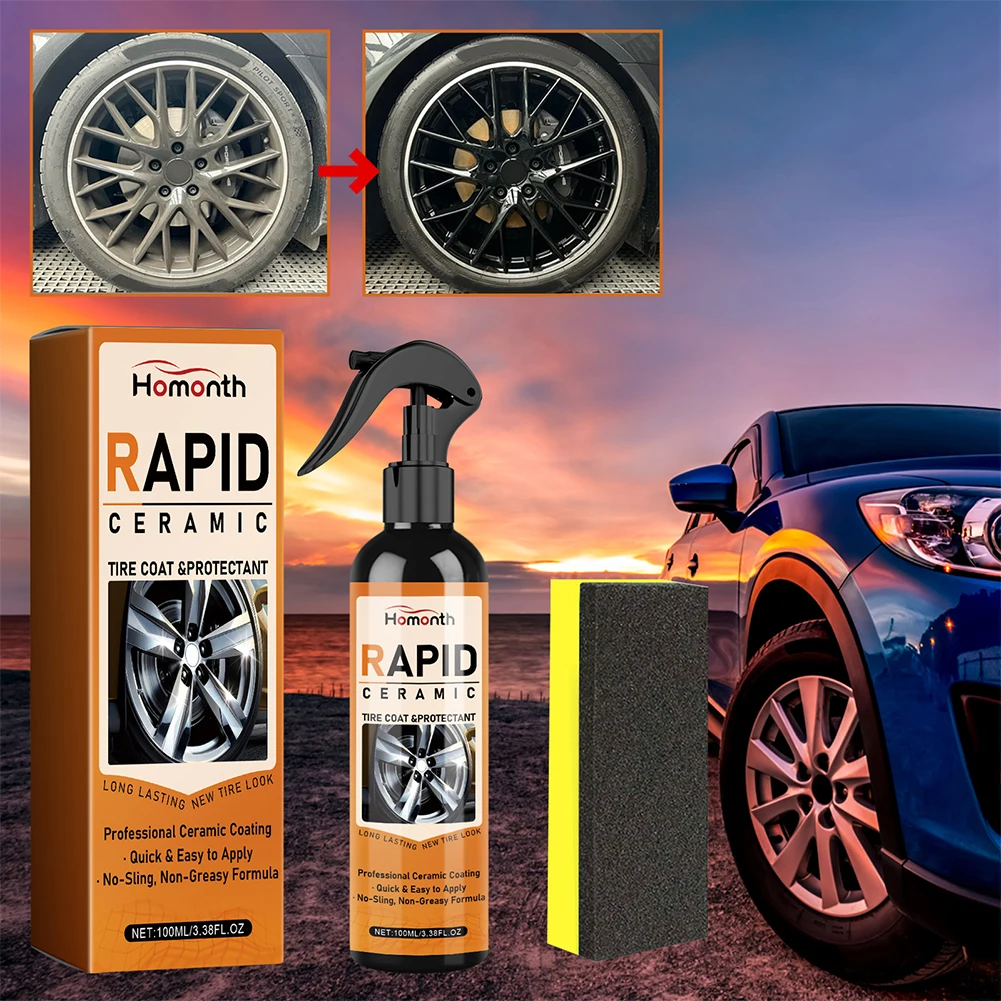 Tire Refurbishing Agent Dustproof Tyre Gloss Spray Car Wheel Rust Dust Remover Auto Cleaning Tool 1/2/3PCS 100ml