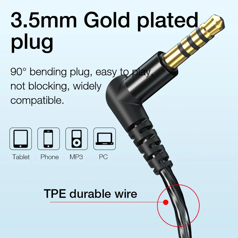 High-Performance Wired In-Ear Headphones with Microphone and Enhanced Bass