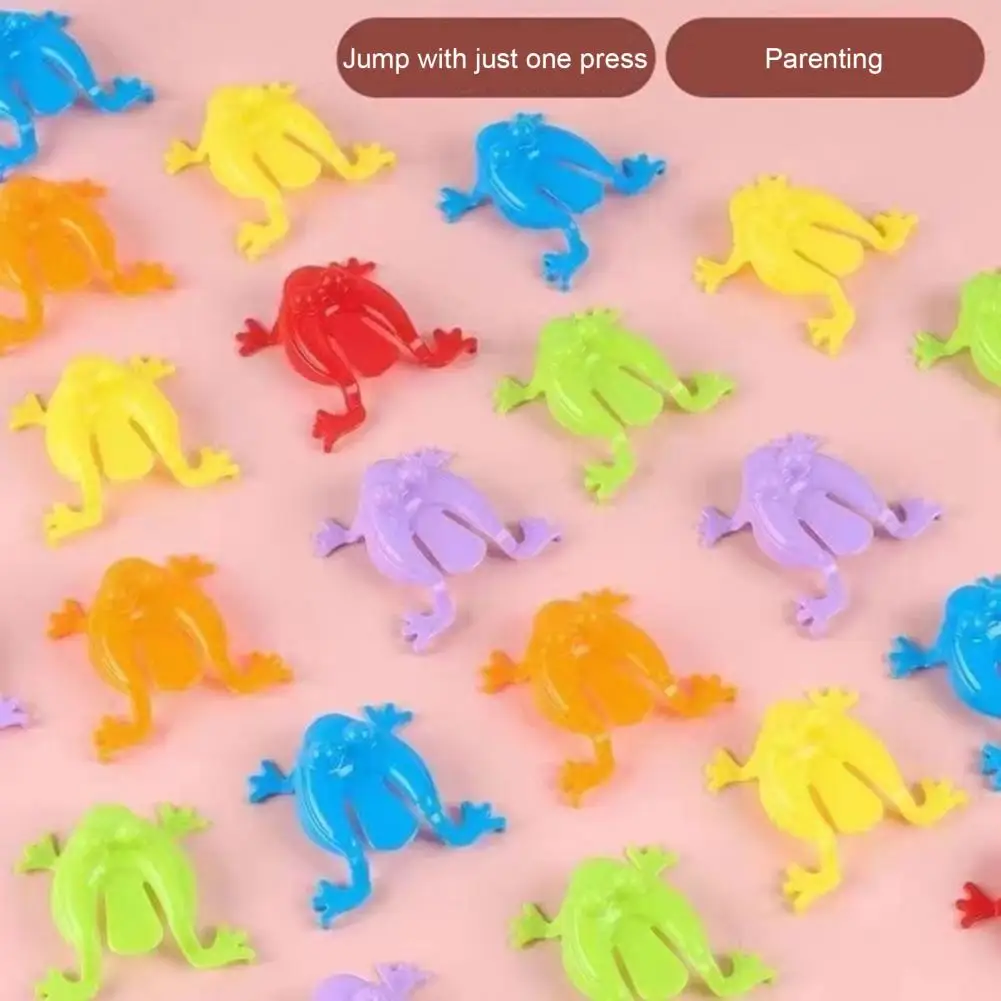 

Nostalgic Toy Colorful Plastic Jumping Frog Toy for Kids Pocket-size Nostalgic Party Favor with Parent-child Interaction 20pcs