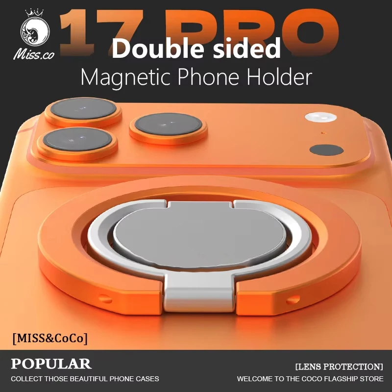 Magnetic Double-Sided Phone Stand & Ring Holder Kickstand - Folding Portable Design