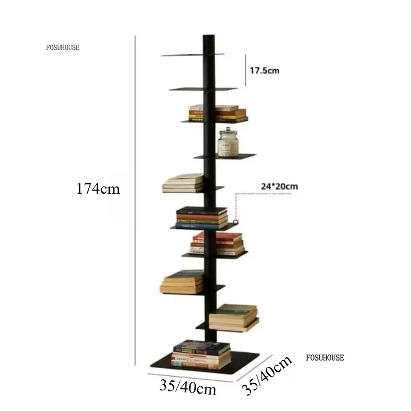 Modern Design Rotatable Adult Children Bookcase Living Room Library Iron Storage Corner Plant Shelves Book Rack Home Decor B