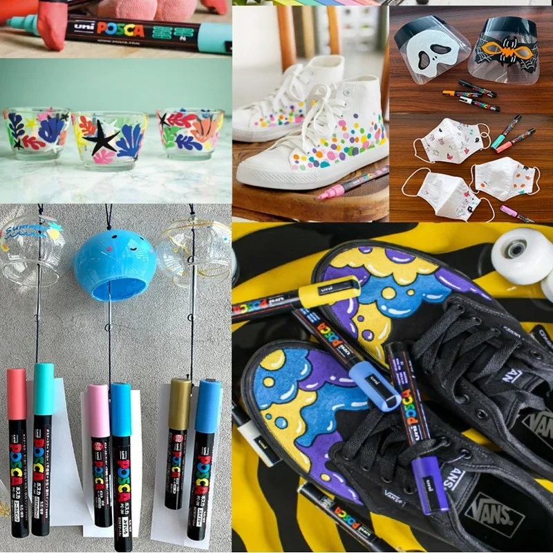 Uni Posca 페인트 펜 Plumones 마커 PC-8K 아크릴 낙서 그림 펜 바위 그림, 세라믹 직물 캔버스 유리에 적합