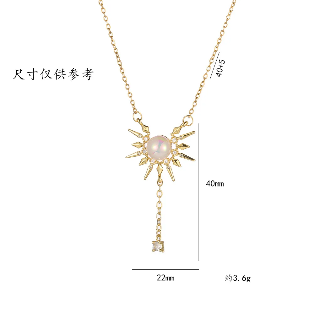 Fashion light luxury retro zircon imitation pearl necklace for women, pendant