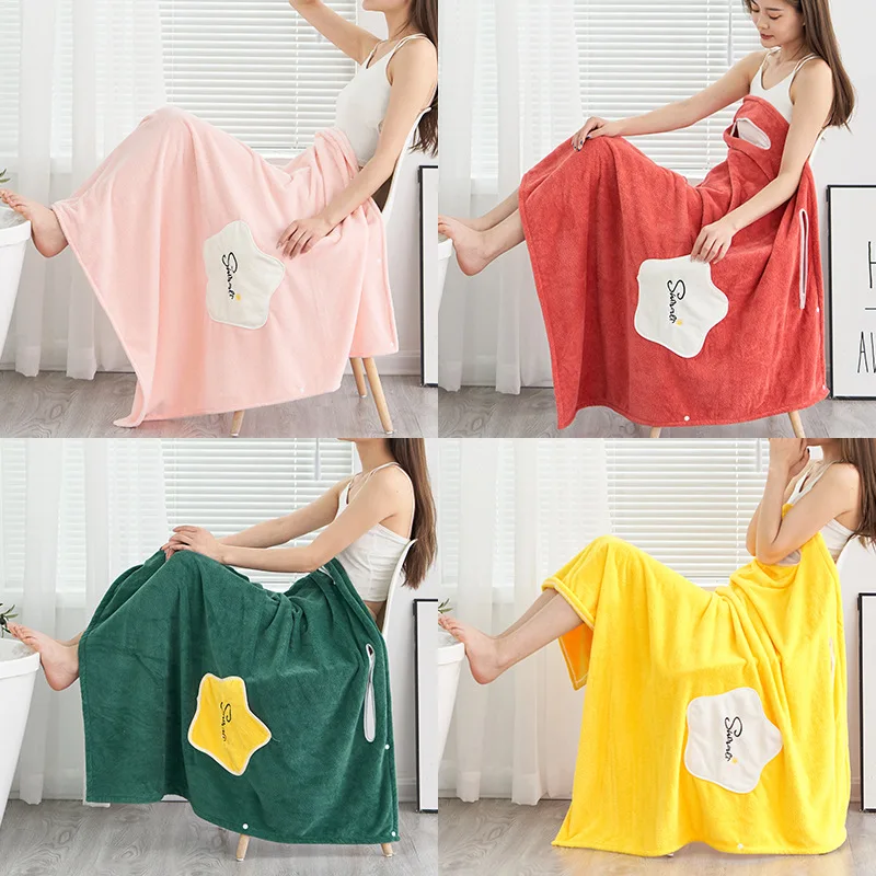 

New Coral Velvet Star Bath Skirt Female Adult Sling Bath Skirt Water Absorption Is Not Easy To Shed Hair Can Wear Bath Towel.