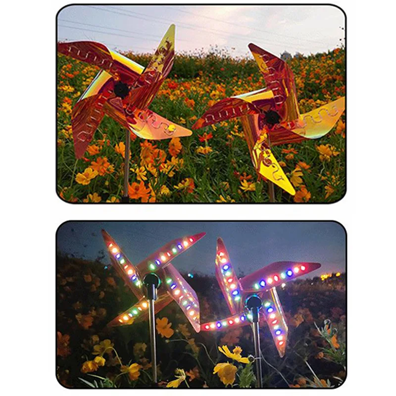 Solar Windmill Colorful Lawn Lamp Waterproof Sunscreen LED Light Garden Decoration Outdoor Battery Life 5h for Garden Art Decor Solar Garden Lamp