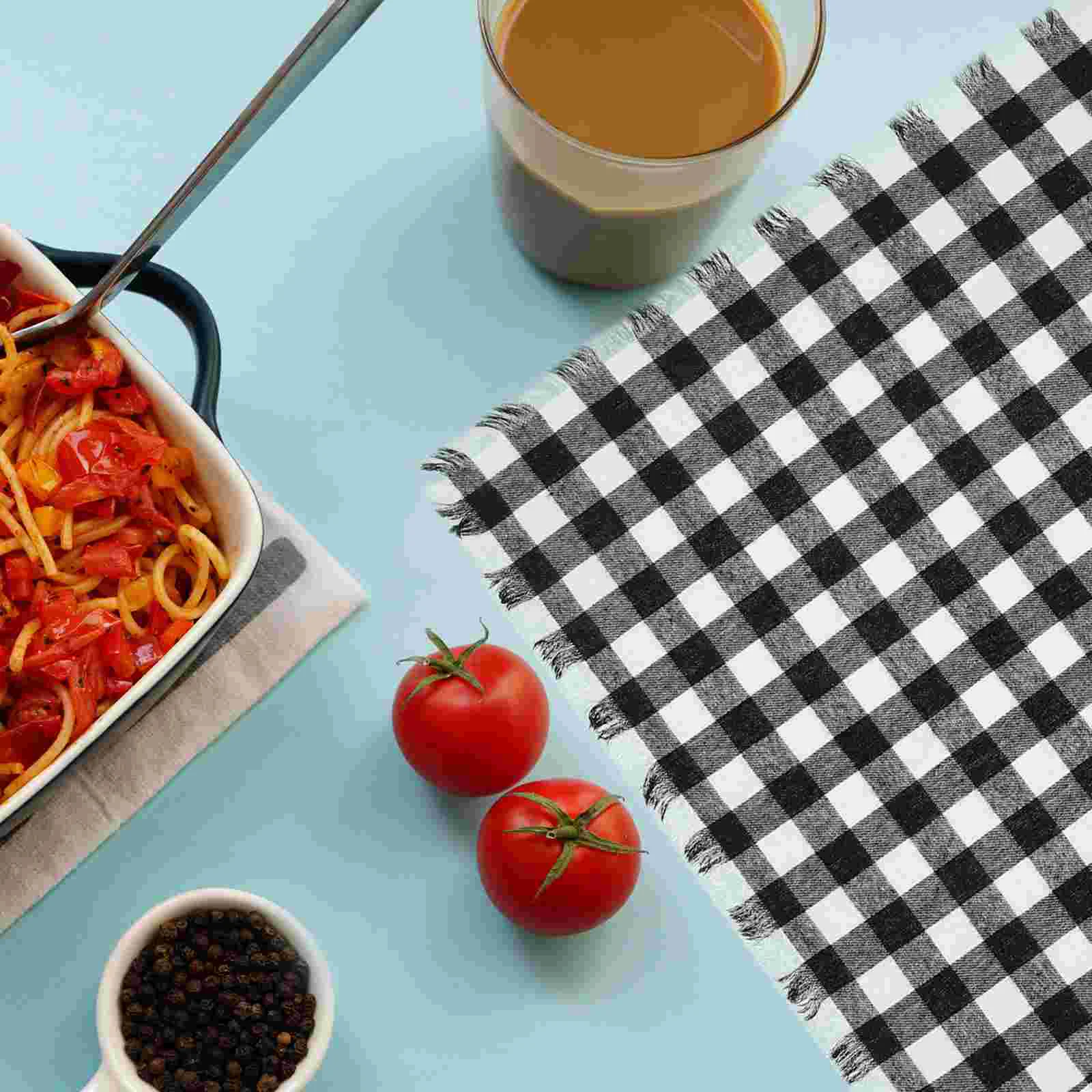 4 Pcs Buffalo Check Cloth Napkin Plaid Napkins Dinner Plates Nepkins Fall Decor for Kitchen Outdoor Blended