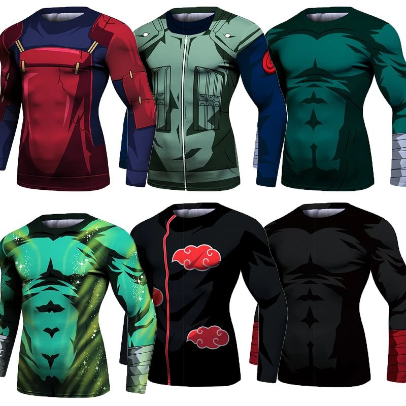 

Men's Anime Funny Akatsuki Muscular T Shirt Polyester and Spandex Gym Workout T-Shirt Print Skiny Cycling Lightweight Rashguard