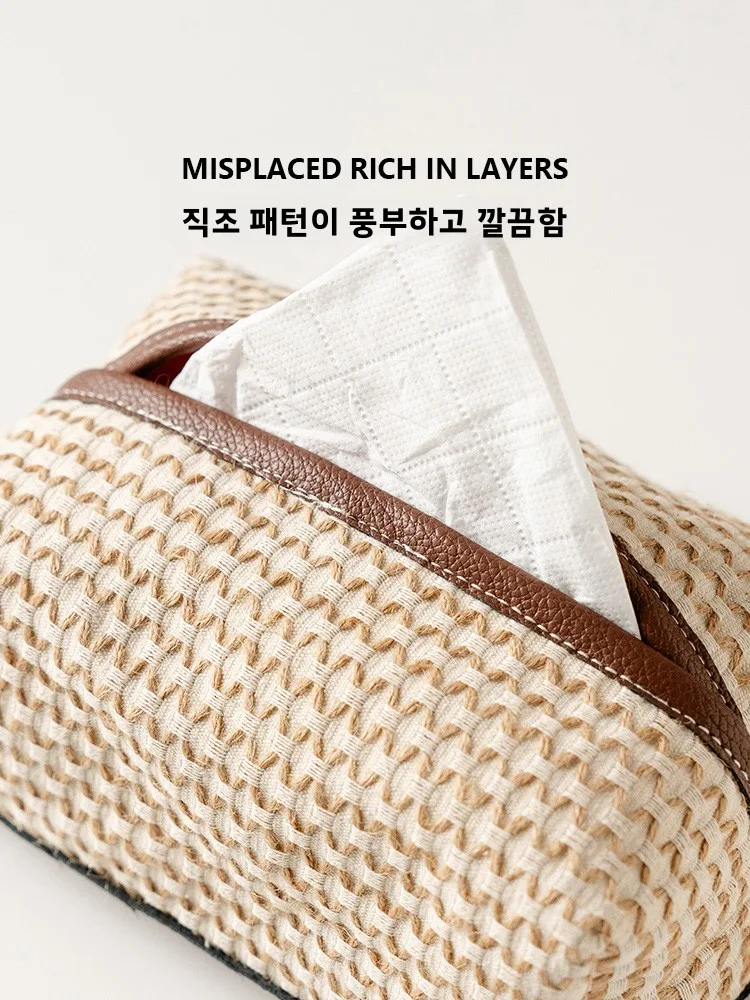 고급 수제 자수 가죽 티슈 박스 수납 가방 새로운 중국 스타일 데스크탑 티슈 가방 라이트 럭셔리