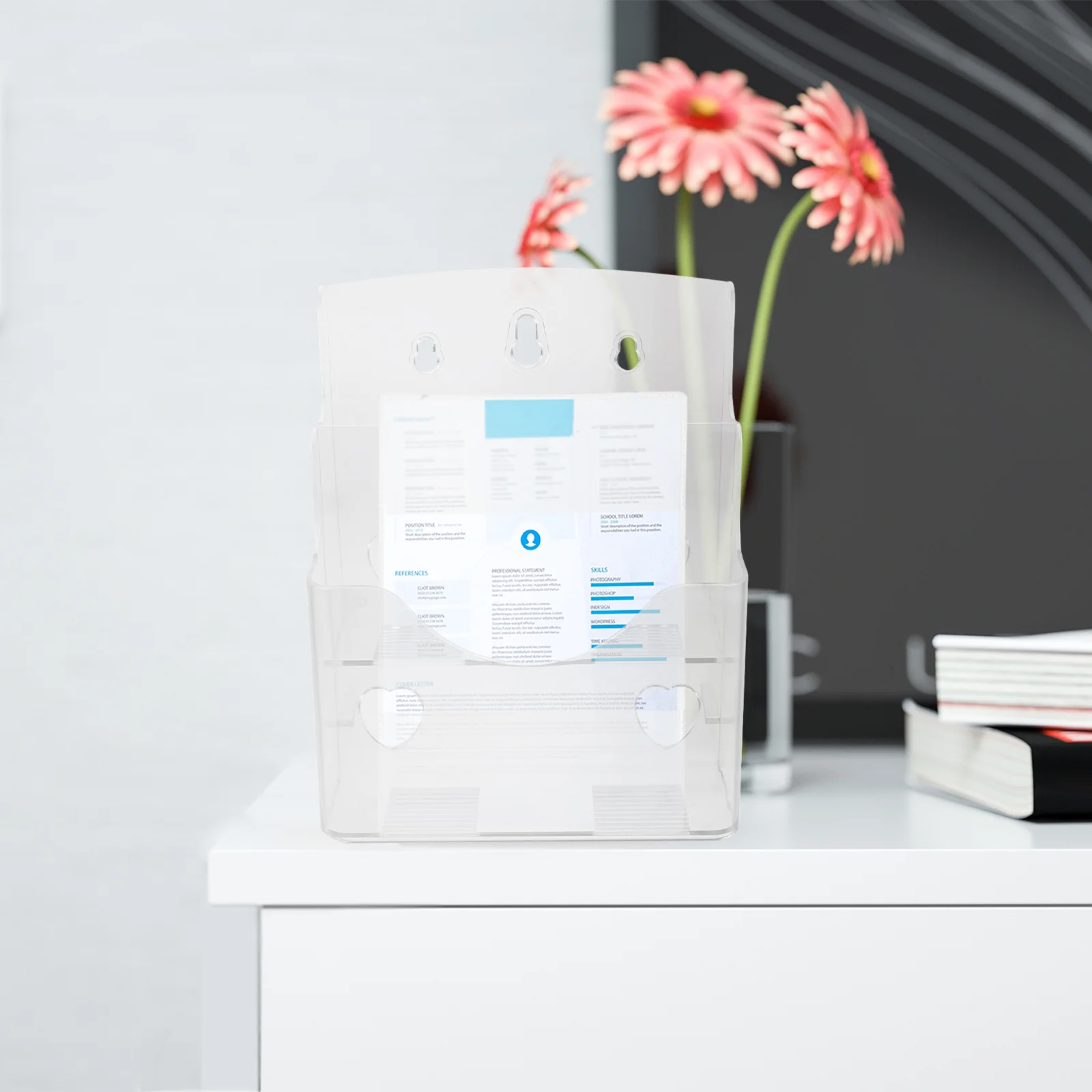 

Acrylic Brochure Holder Paper Holder A5 2 Tier Magazine Holder Countertop Display Stand