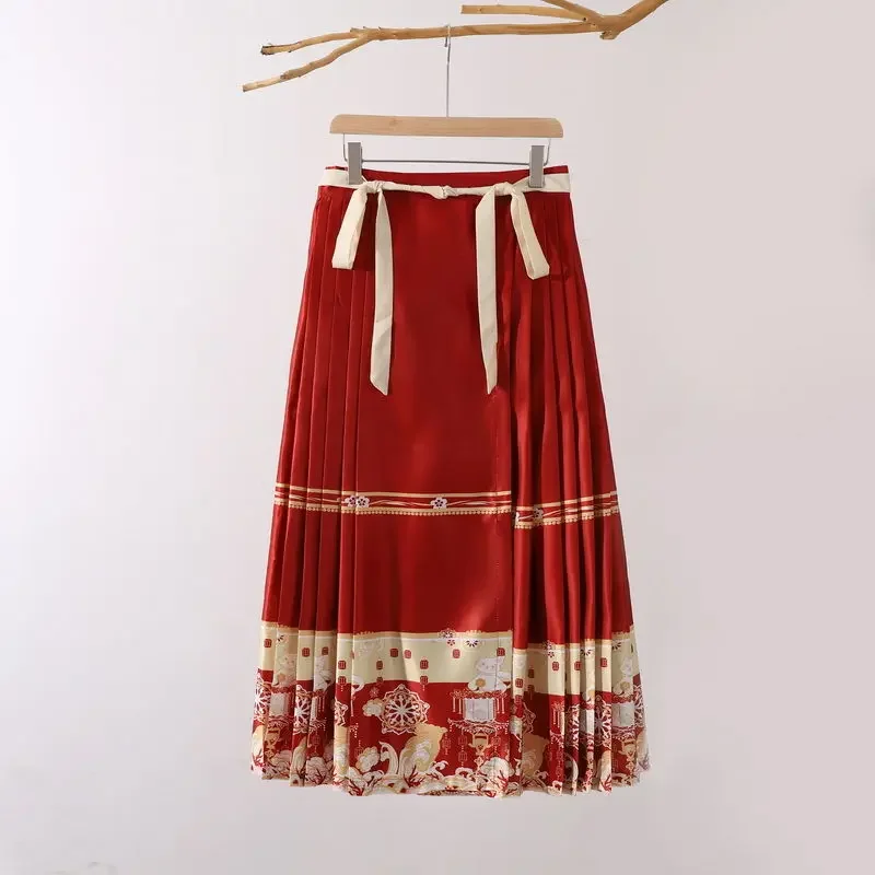 

Summer 2023 Retro National Style Girl Hanfu Chinese Style Han Elements Long Red Horse Face Skirt